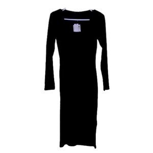 NWT Zara Black Ribbed Bodycon Midi Classic Sweater Dress